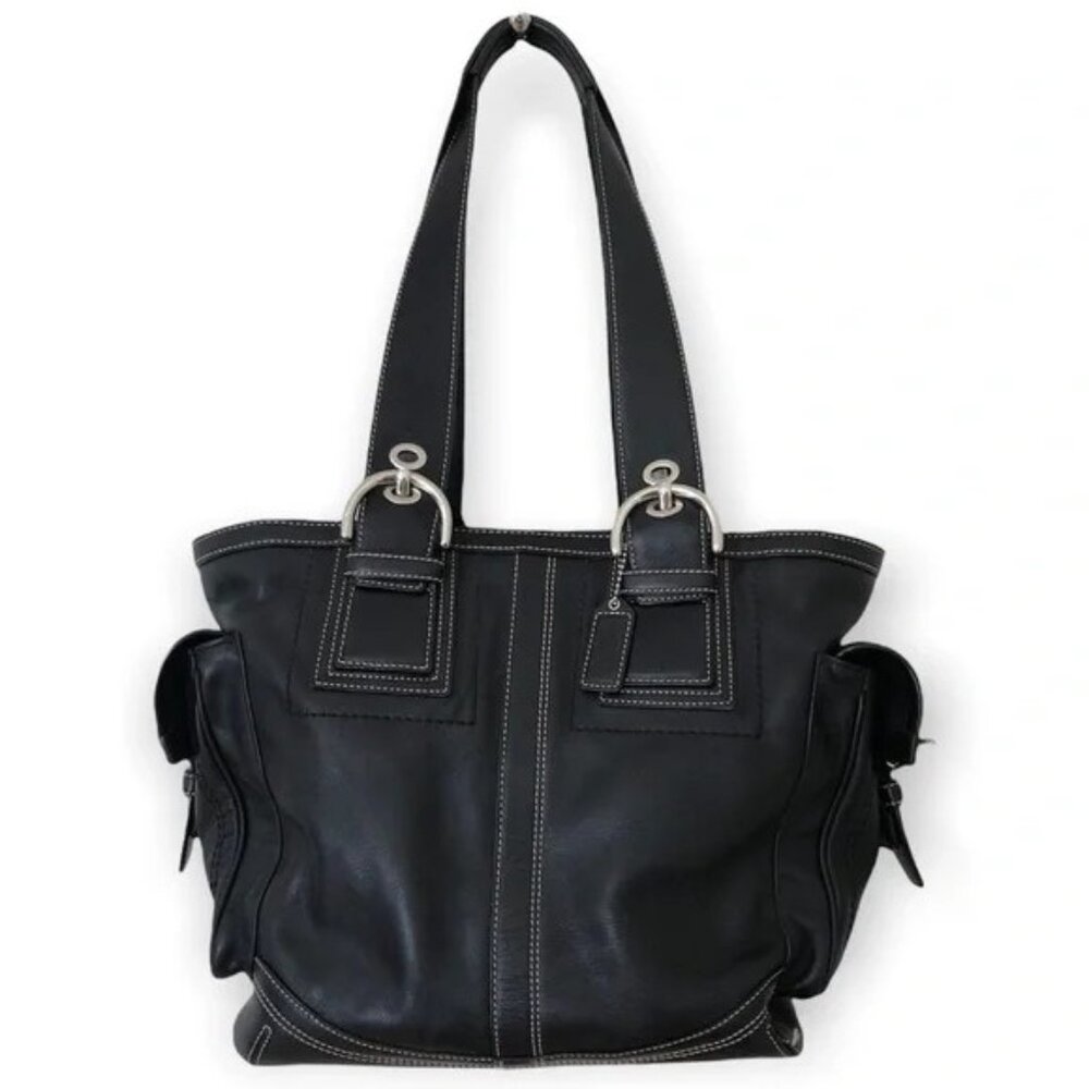 Like New Vintage Coach Black Leather HUGE ShoulderLaptop Purse